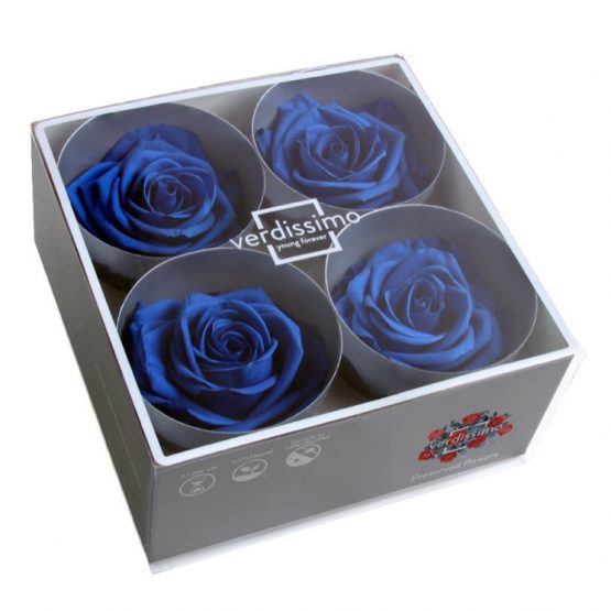 Rosa Stabilizzata PREMIUM Blu Diam. 8 cm  Confezione 4 pz